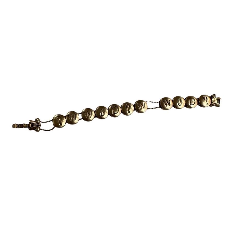 VINTAGE TOFA Gold Tone WWJD Charm Bracelet